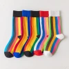 Rainbow mid-high socks, women's trendy socks, ins autumn and winter color-striped couple long socks, candy socks, one-piece consignment Application Scenario
